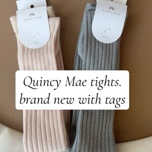 Quincy Mae Ribbed Tights in Pale Pink and Light Gray